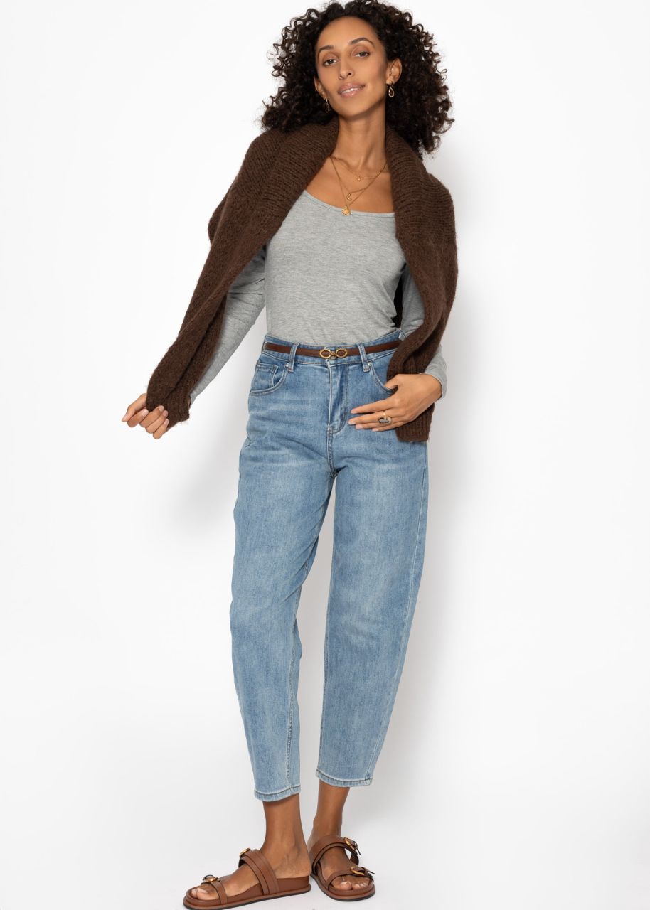 Long sleeve shirt with neckline - gray