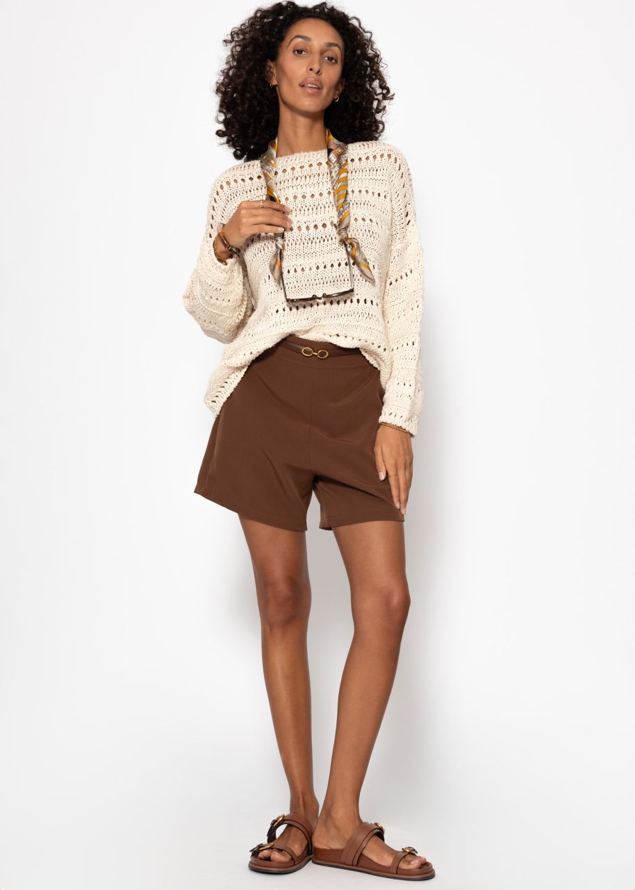 Sweater with ajour pattern - beige