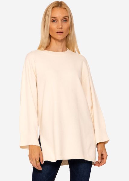 Oversized jumper with side slits - offwhite