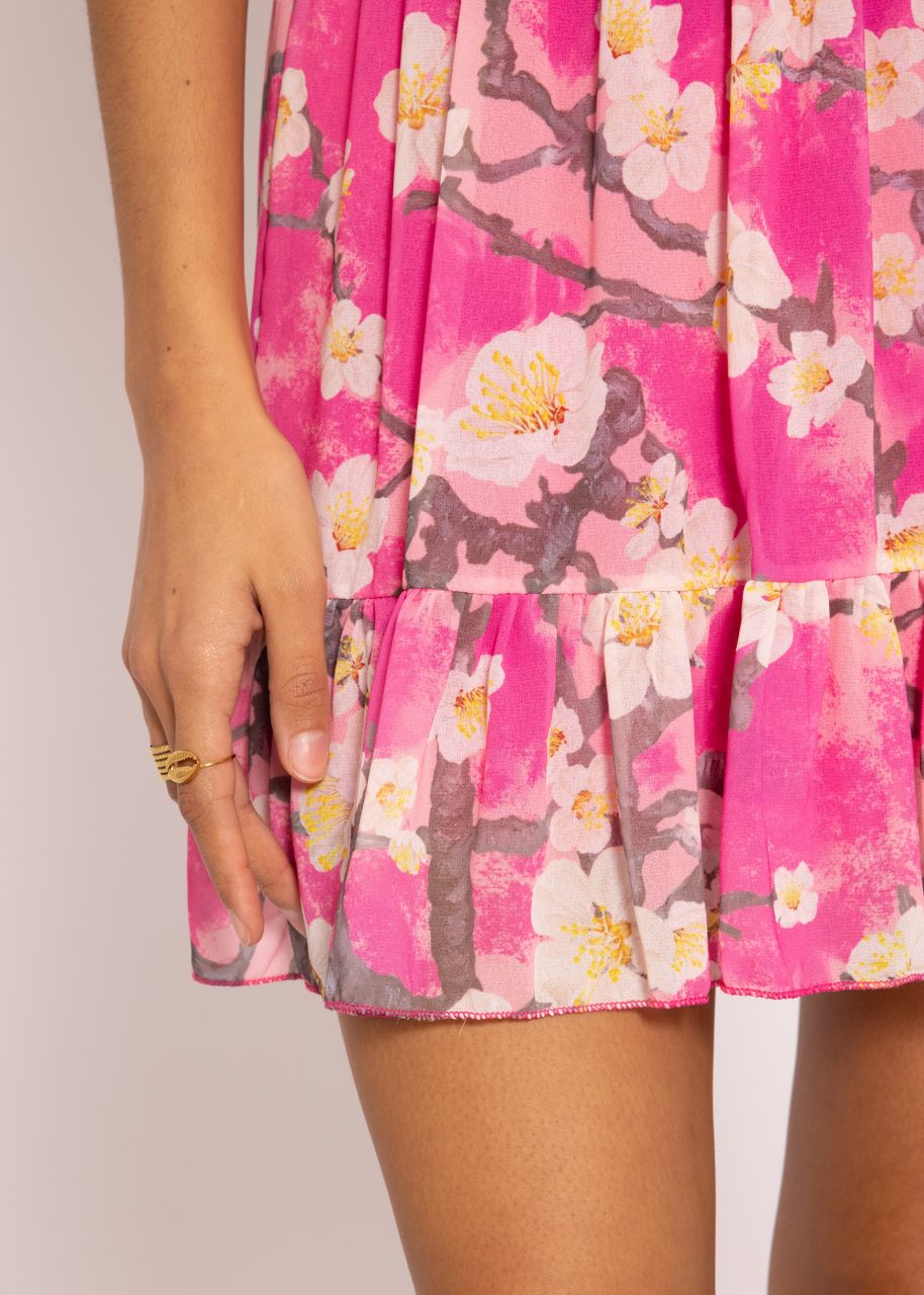 Ruched skirt with print, pink