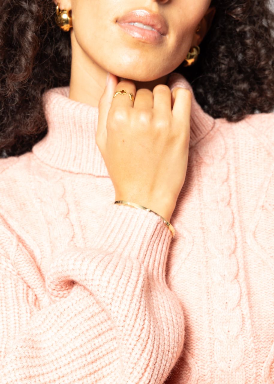 Cable knit turtleneck jumper - pink