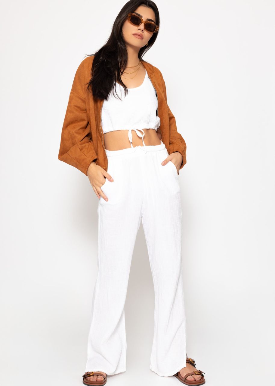 Muslin top with drawstring - white