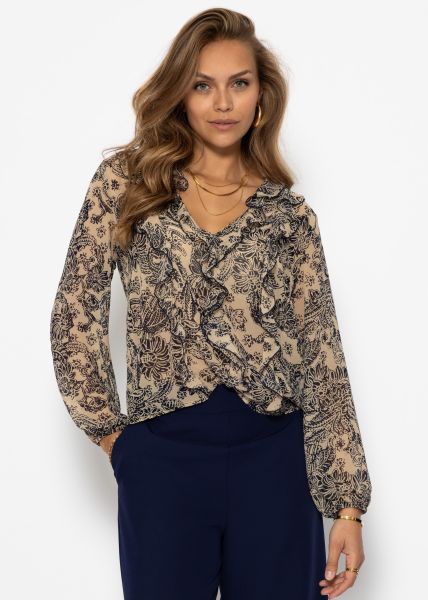 Light blouse with ruffles - beige