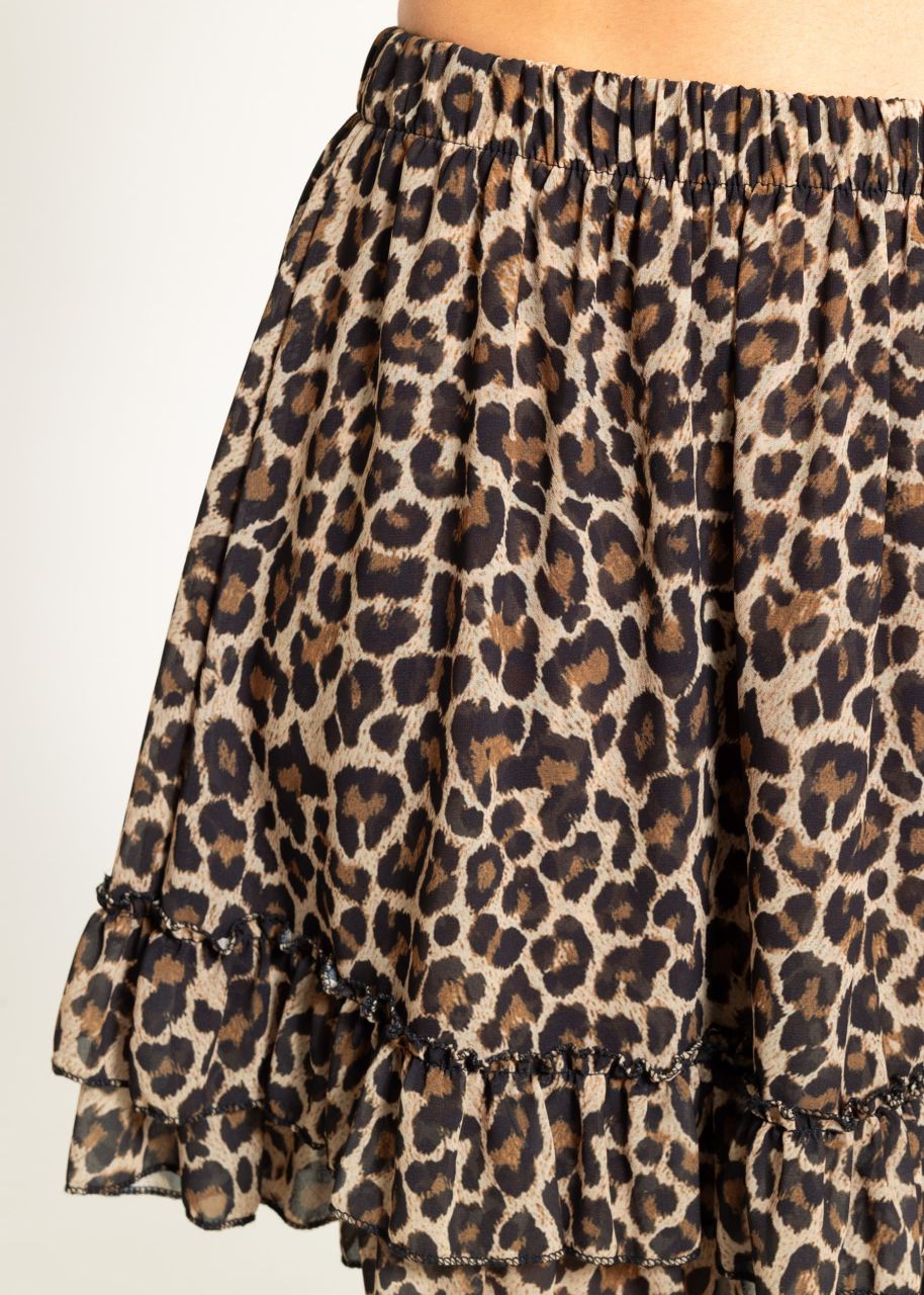 Leo-flounce skirt with ruffles - brown-beige
