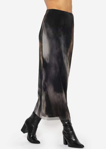 Long mesh skirt with print- anthracite