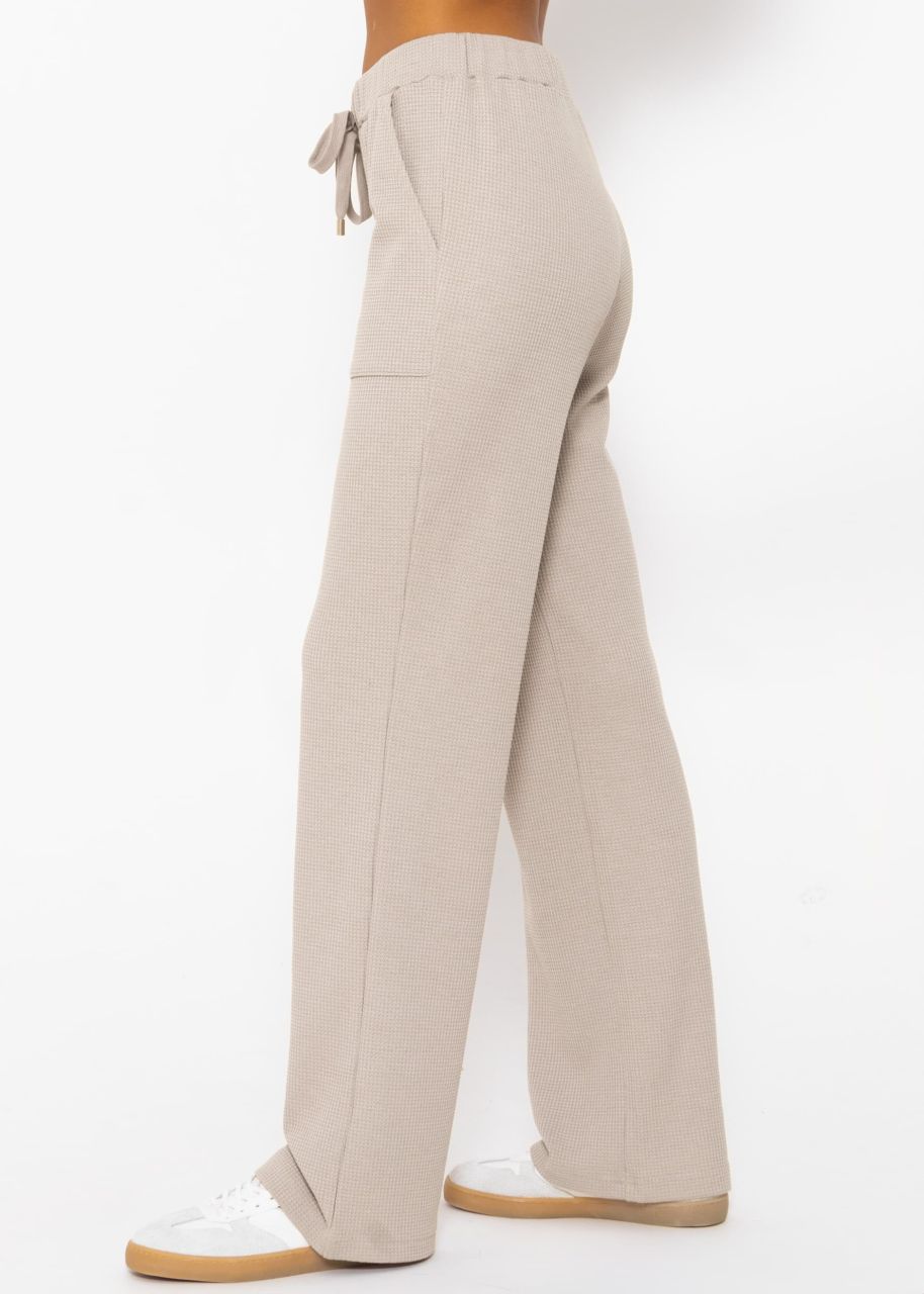 Casual trousers in waffle piqué - taupe