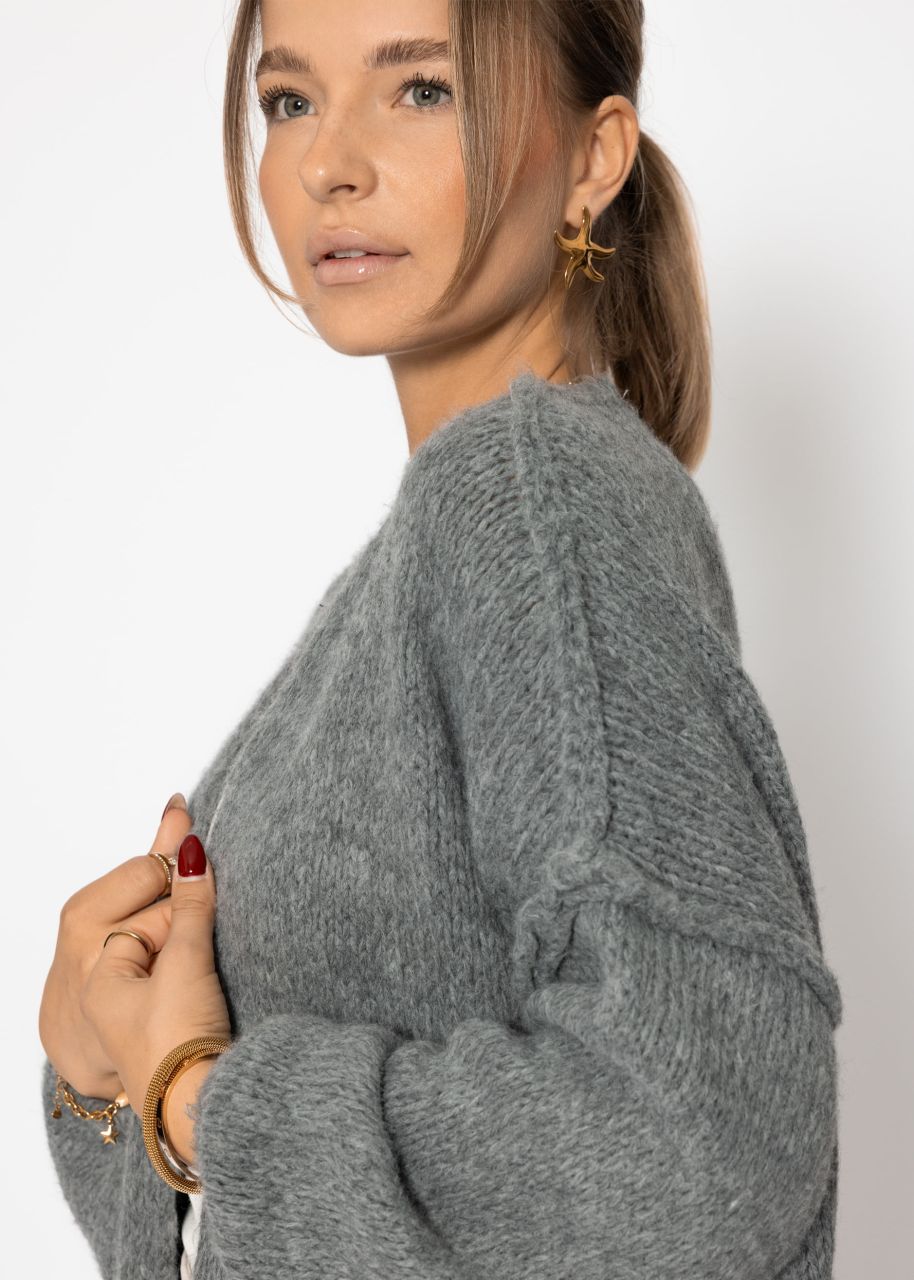 Casual cardigan with outer seams - dark grey
