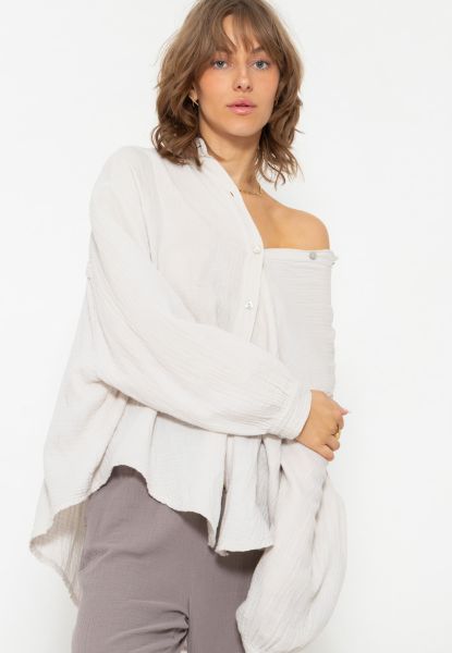 Muslin blouse oversize, short, light beige