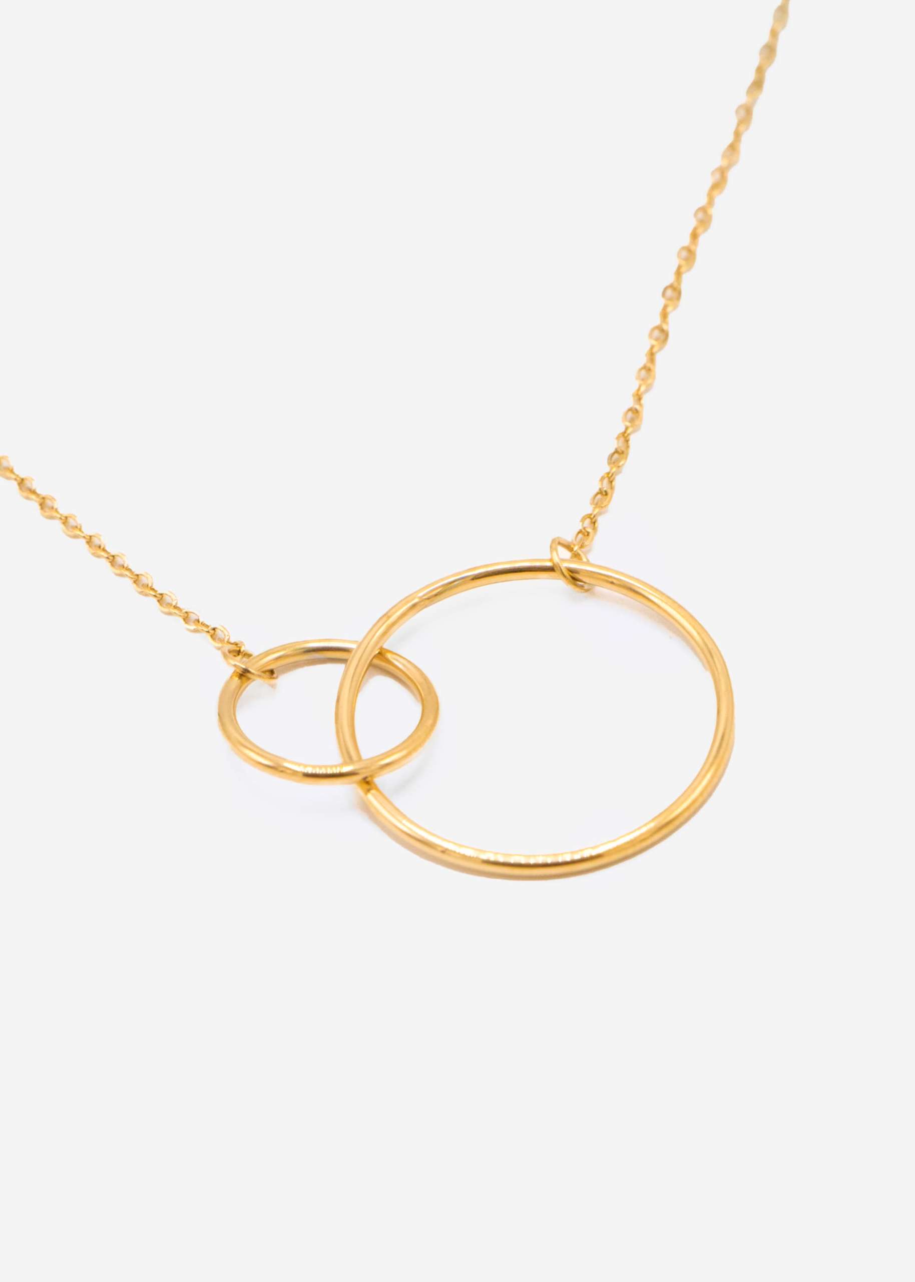 Necklace with 2 circles, gold