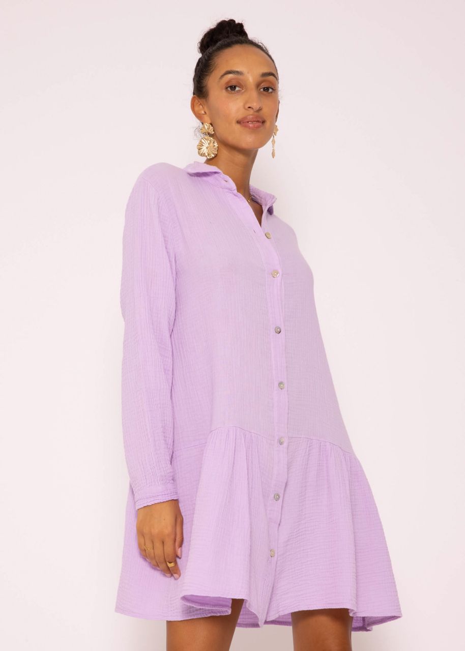 Muslin dress with long sleeves, lilac