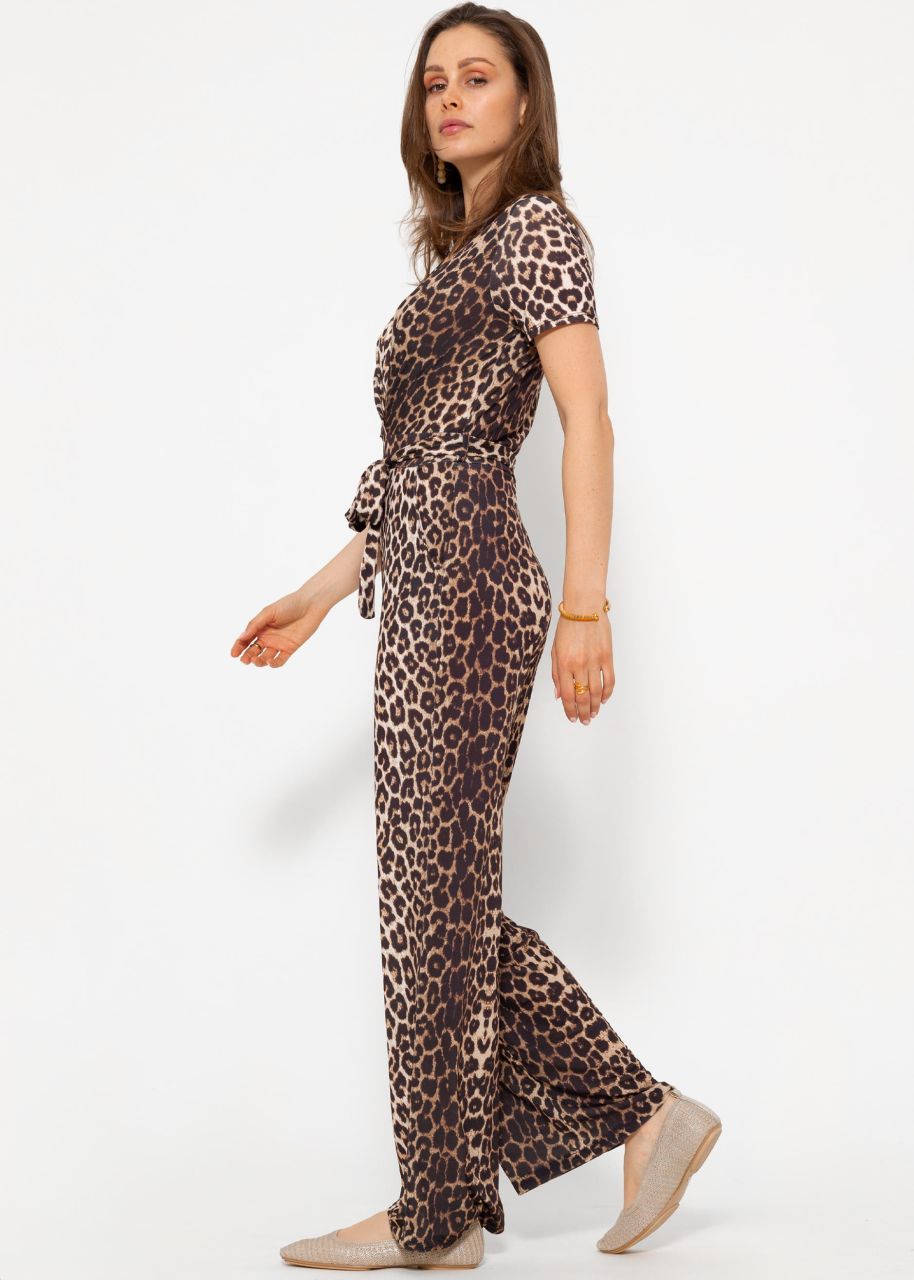 Jumpsuit with leo print - brown