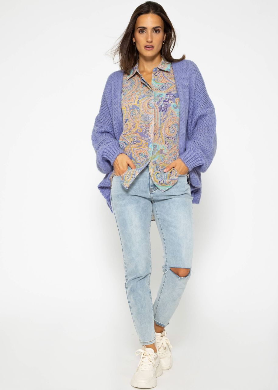 Chiffon blouse with paisley print - purple-beige-turquoise