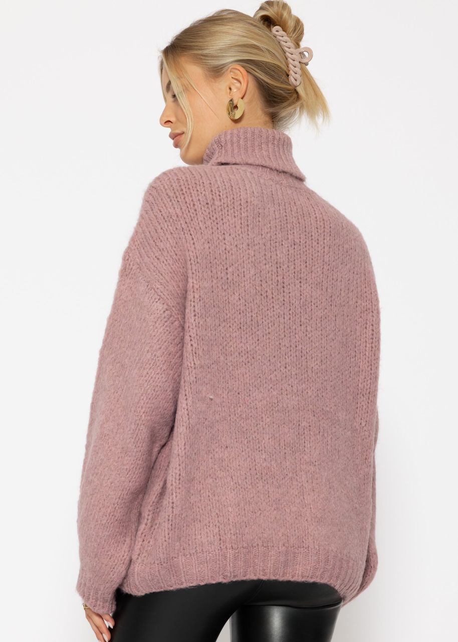 Oversize turtleneck sweater - powder pink