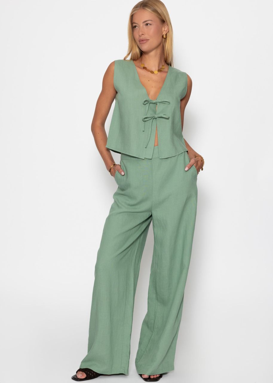 Linen top with bow closure - sage green