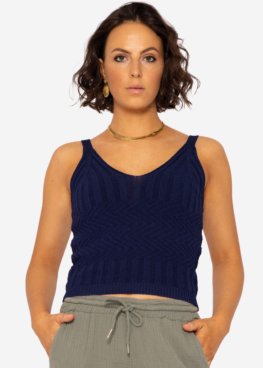 Rip knit top, dark blue
