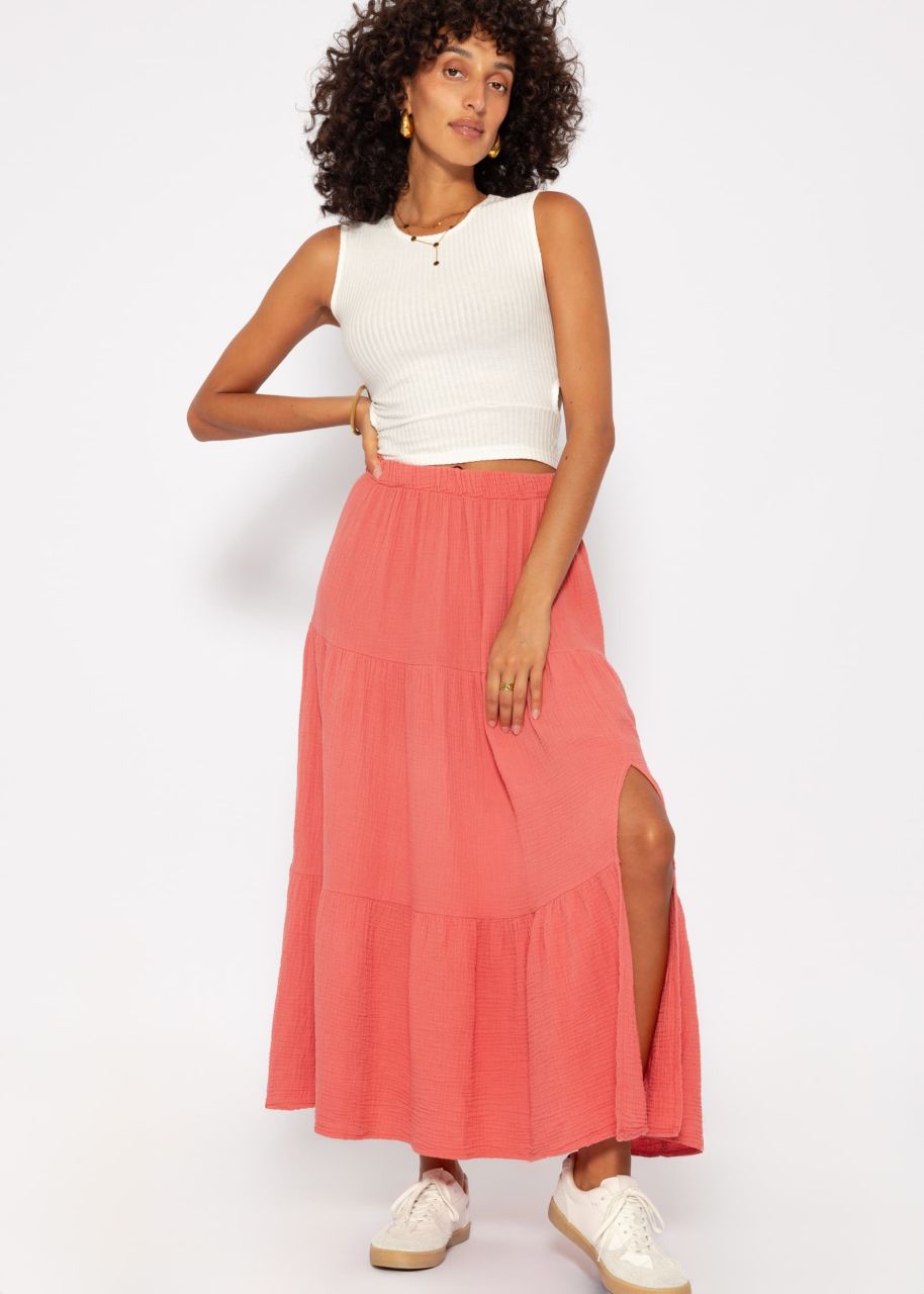 Muslin maxi skirt with slit - lobster