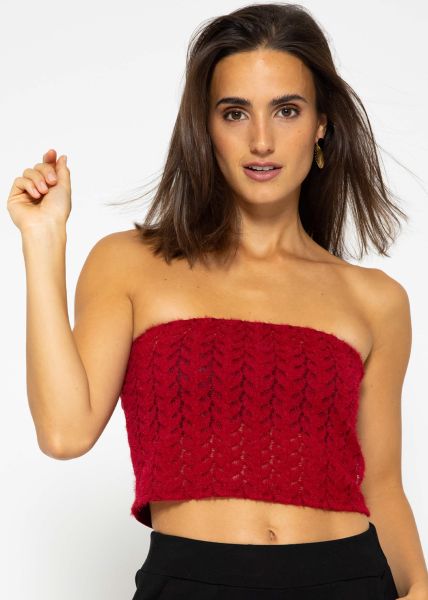 Bandeau top in extravagant lace - dark red