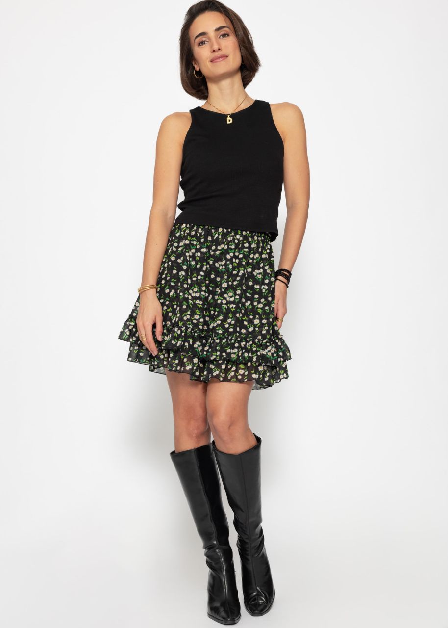 Floral skirt - black