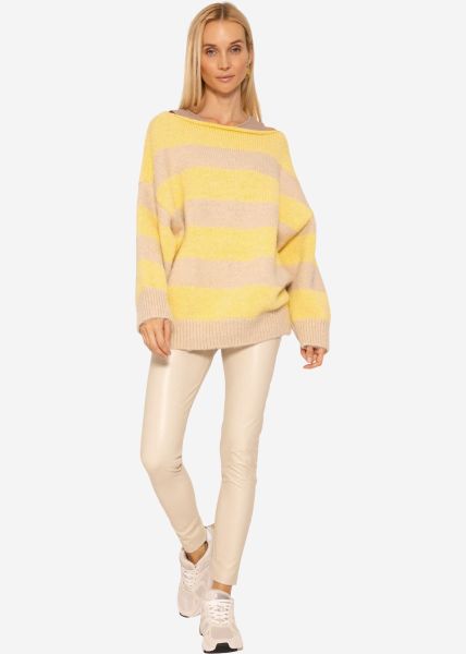 Jumper with block stripes - yellow-beige