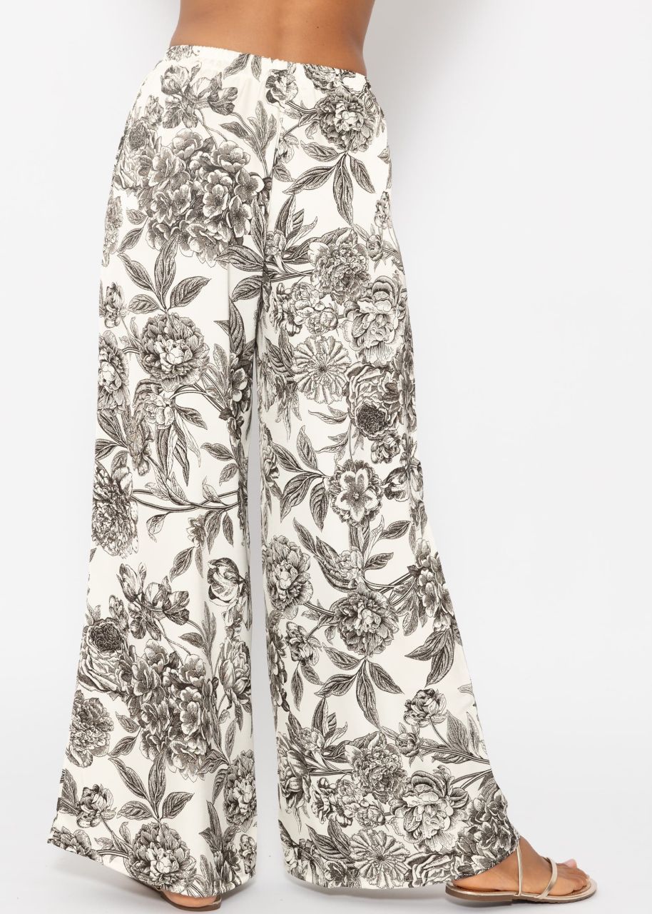 Satin pants with print - offwhite-grey