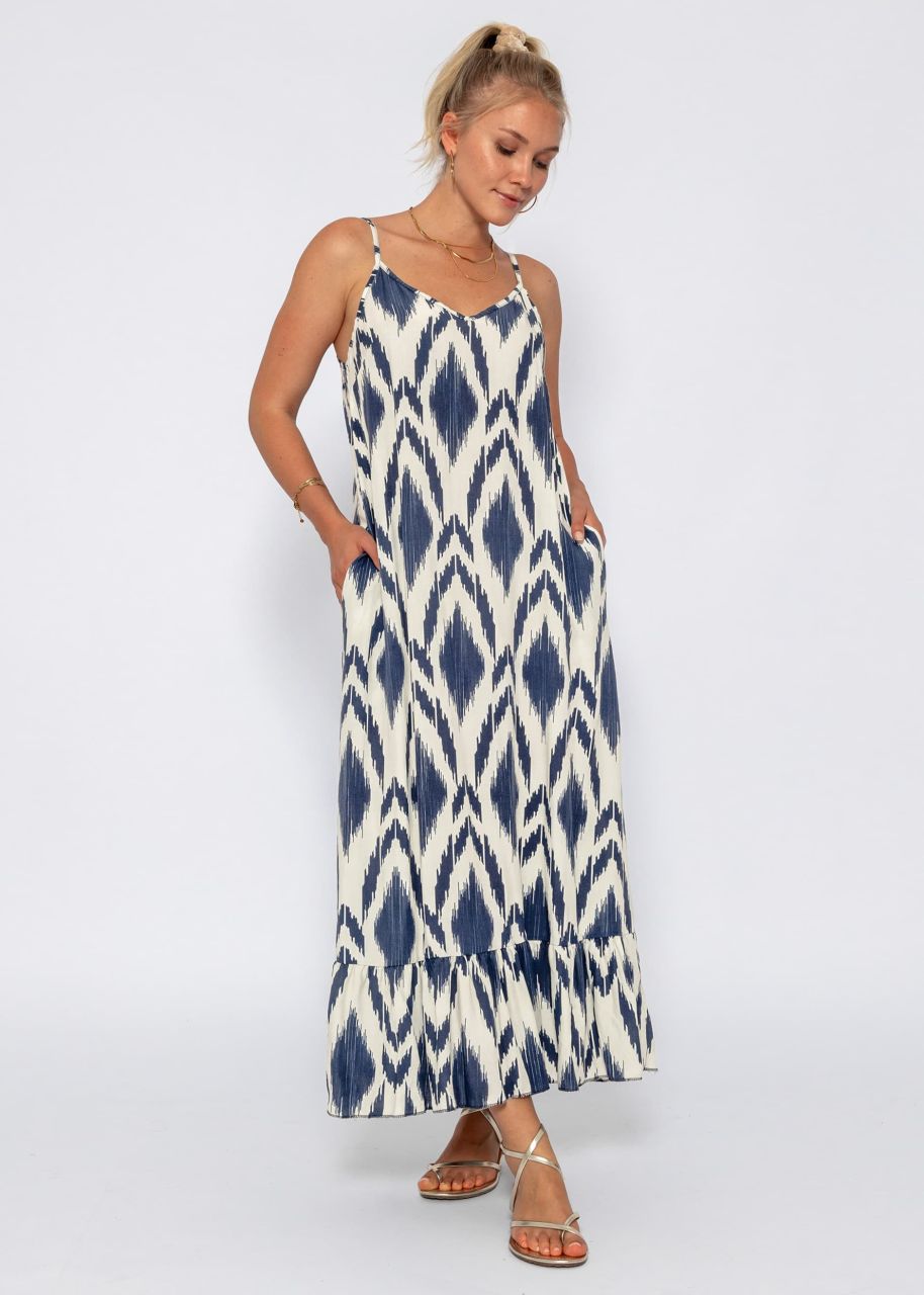 Maxi dress with print - offwhite-blue