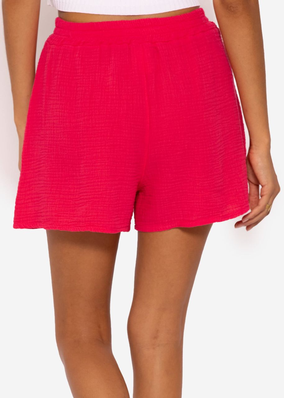 Muslin shorts, raspberry red