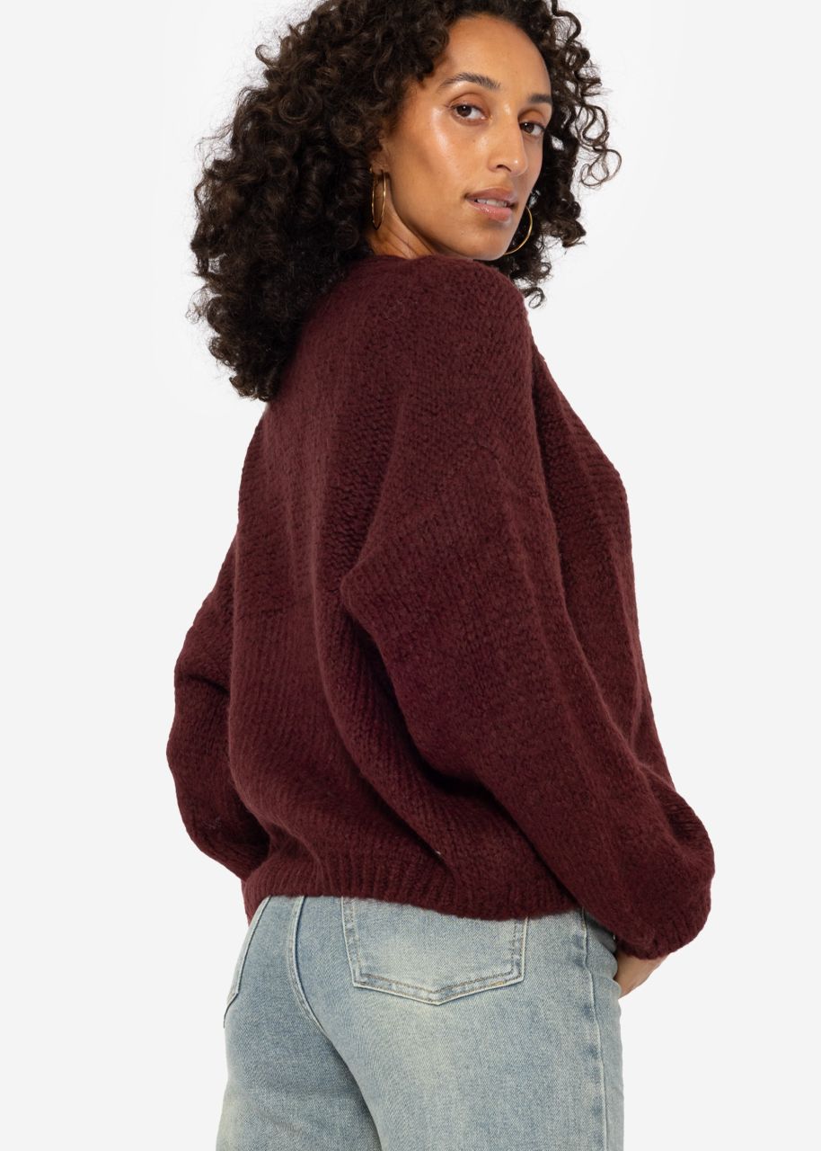 Fluffy cardigan - wine red