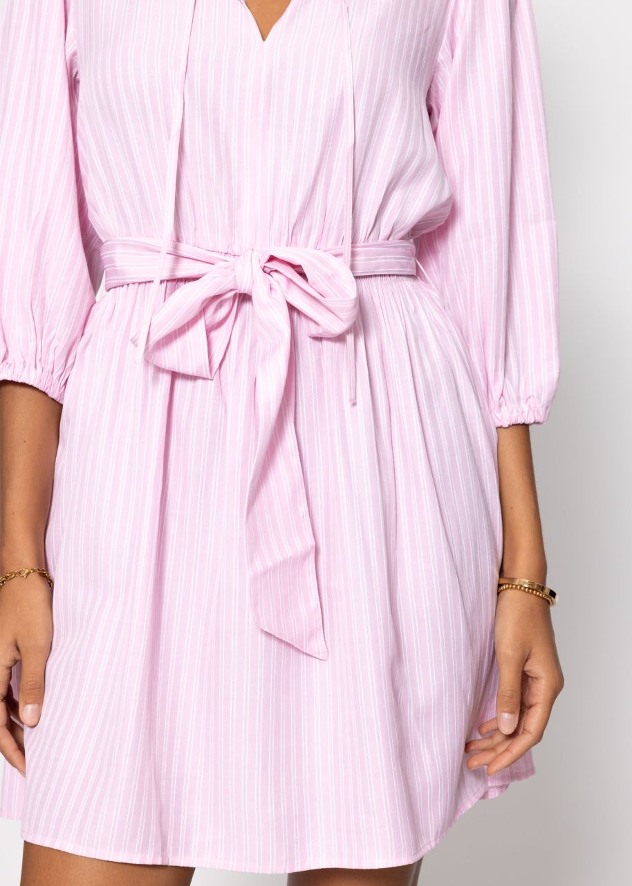 Shirt dress with belt - pink
