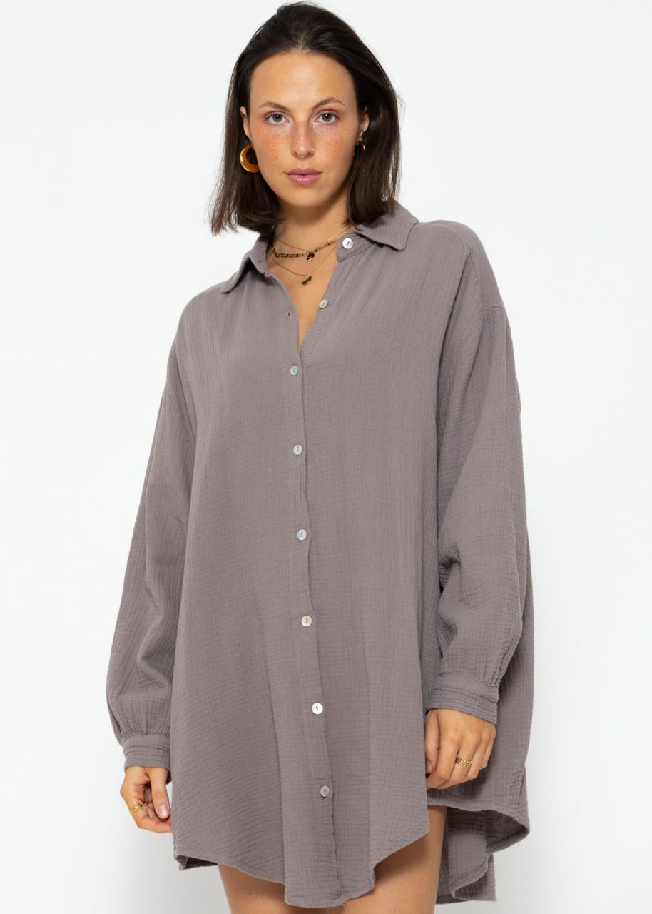 Muslin blouse oversize, taupe