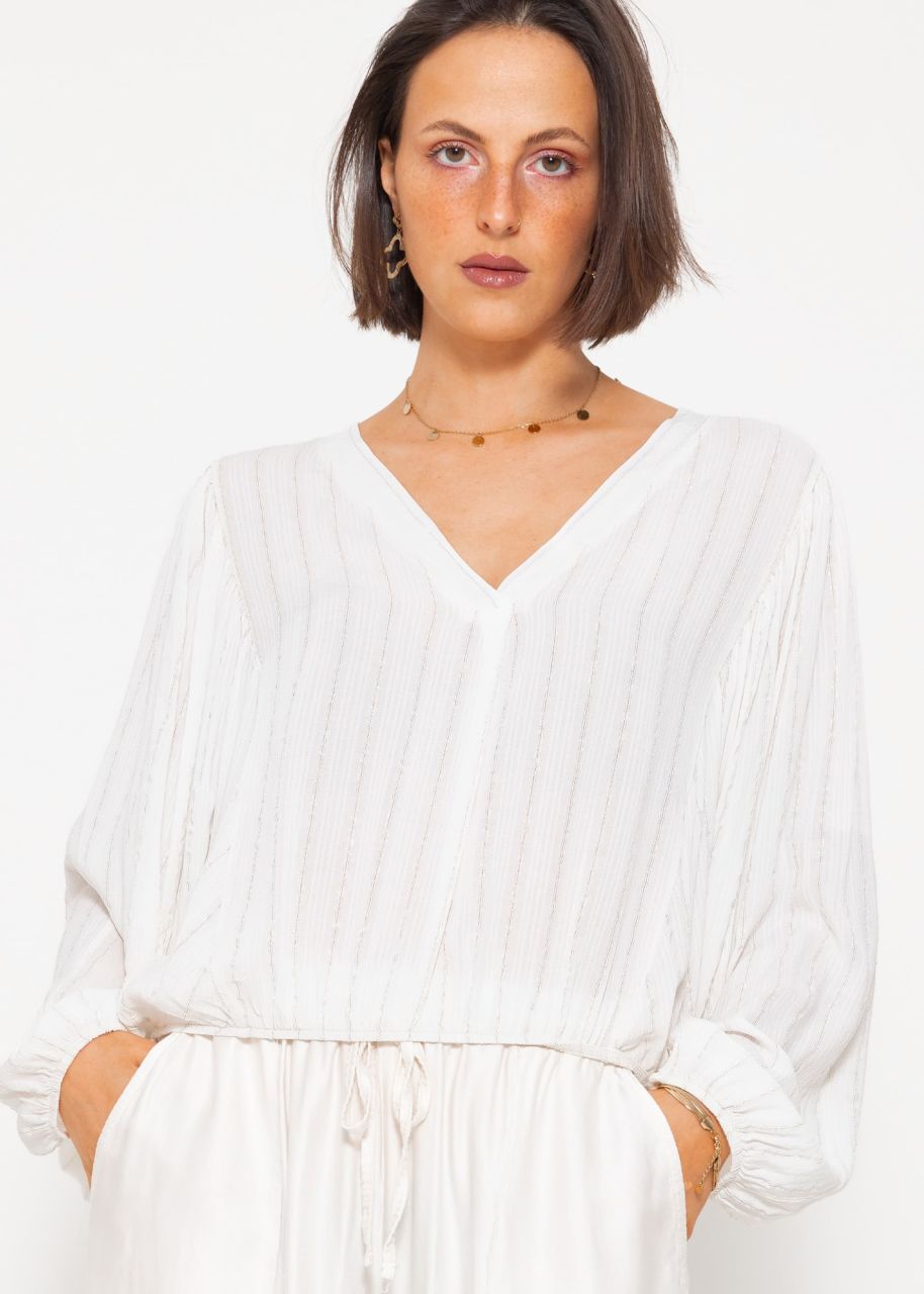 Blouse with glitter stripes - offwhite
