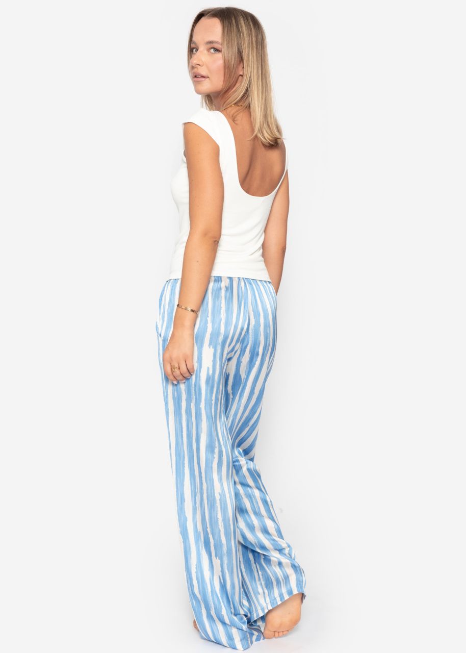 Striped satin trousers - blue