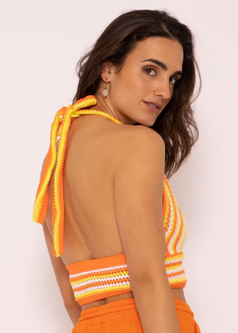 Crochet top to tie, orange