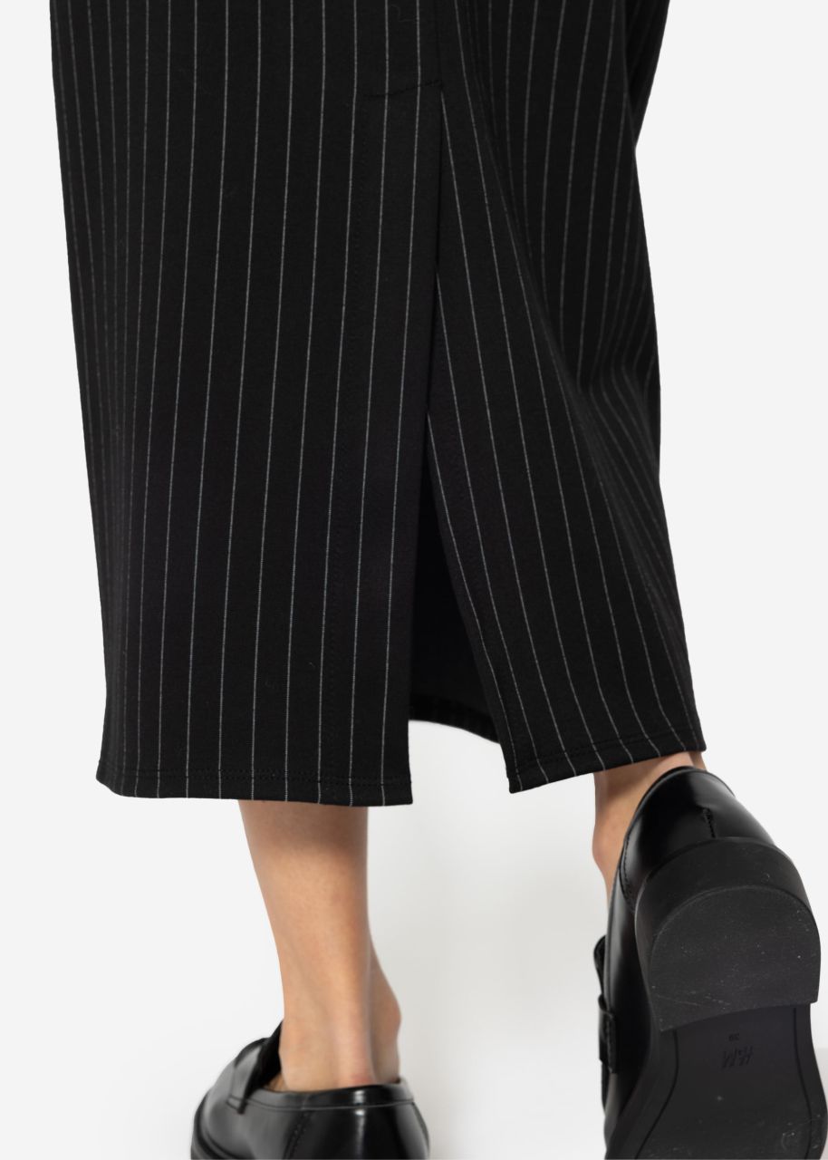 Long skirt with pinstripes - black