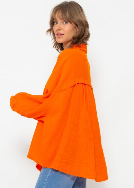 Muslin blouse oversize, short, orange