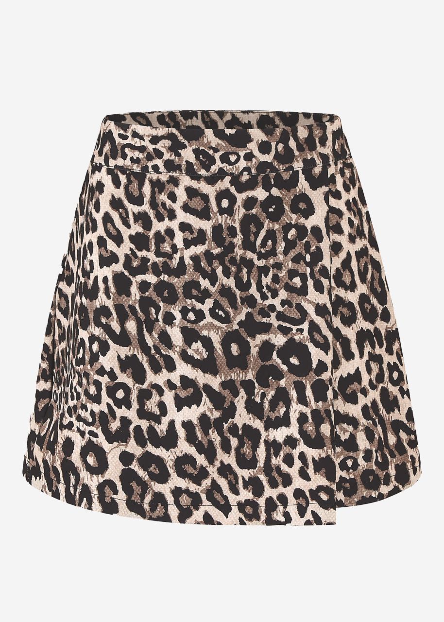 Trouser skirt with leo print - brown