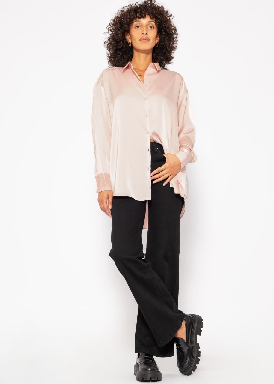 Oversize satin blouse - powder pink