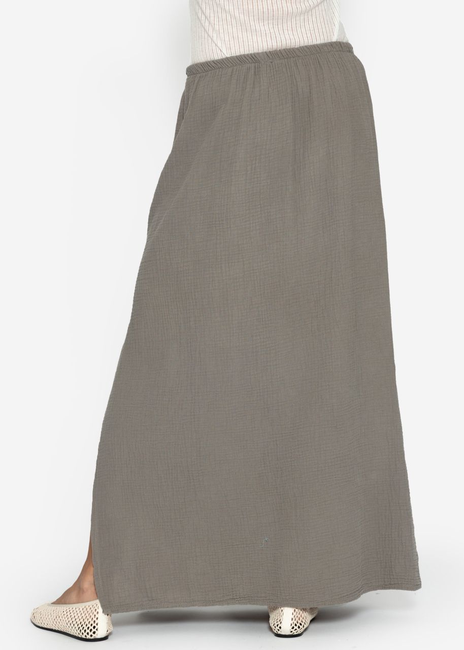 Maxi muslin skirt with slit - taupe