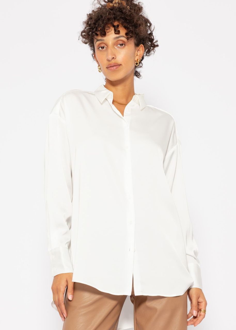 Oversize satin blouse - offwhite