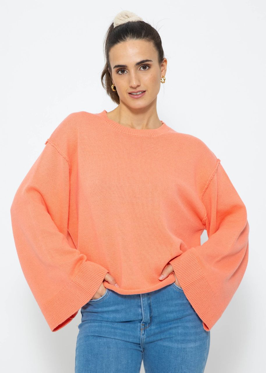 Sweater with wide sleeves - salmon