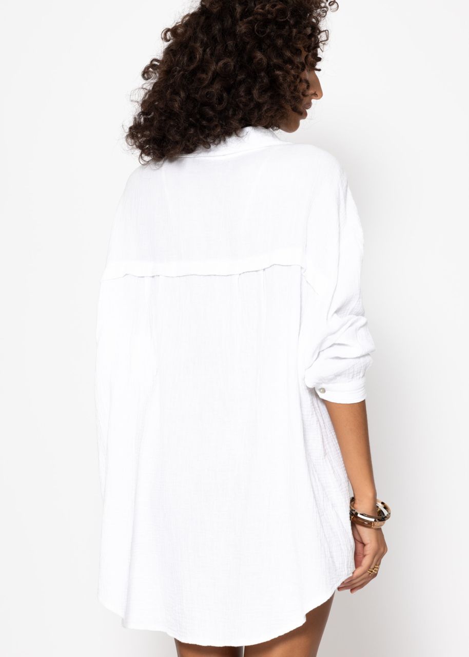 Muslin blouse oversize, white