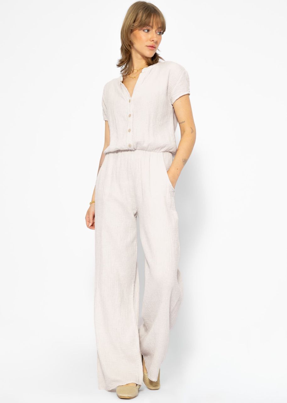 Casual muslin jumpsuit - light beige