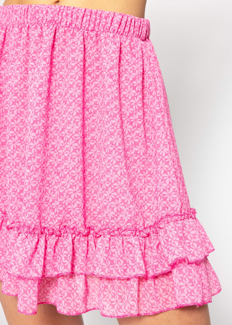 Flounce skirt with ruffles - pink