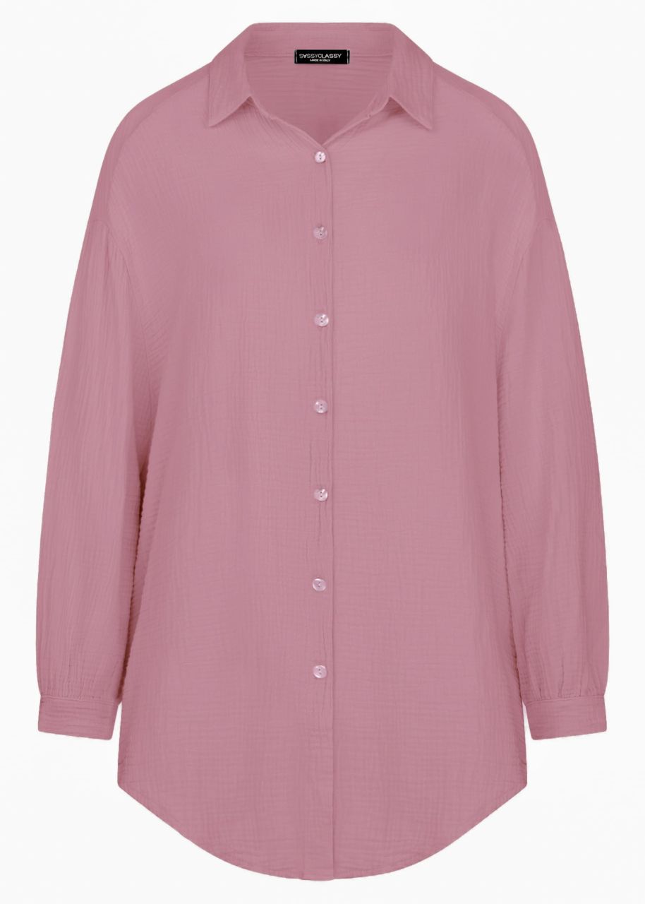 Muslin blouse oversize, old pink