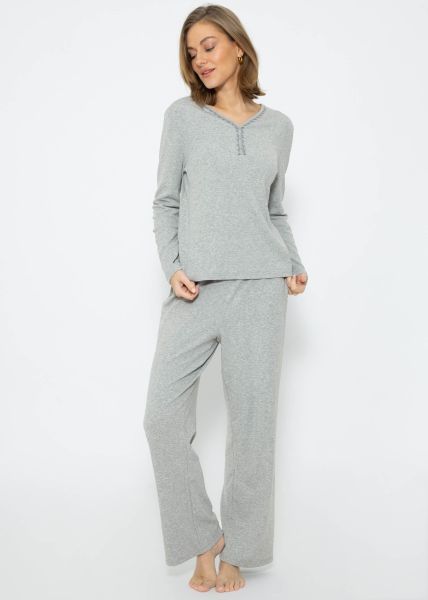 Pyjama shirt long arm - grau melange