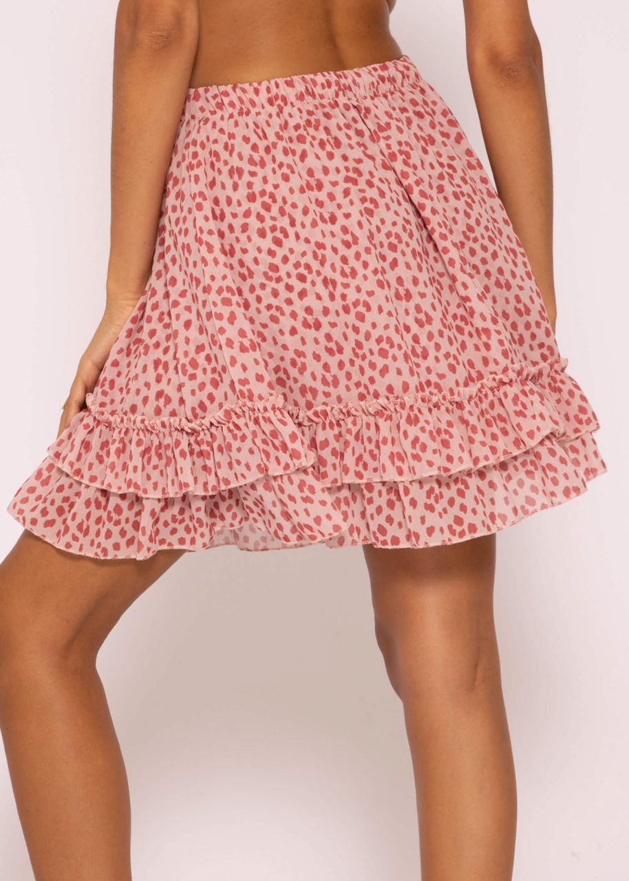 Flounces skirt with ruffles, pink