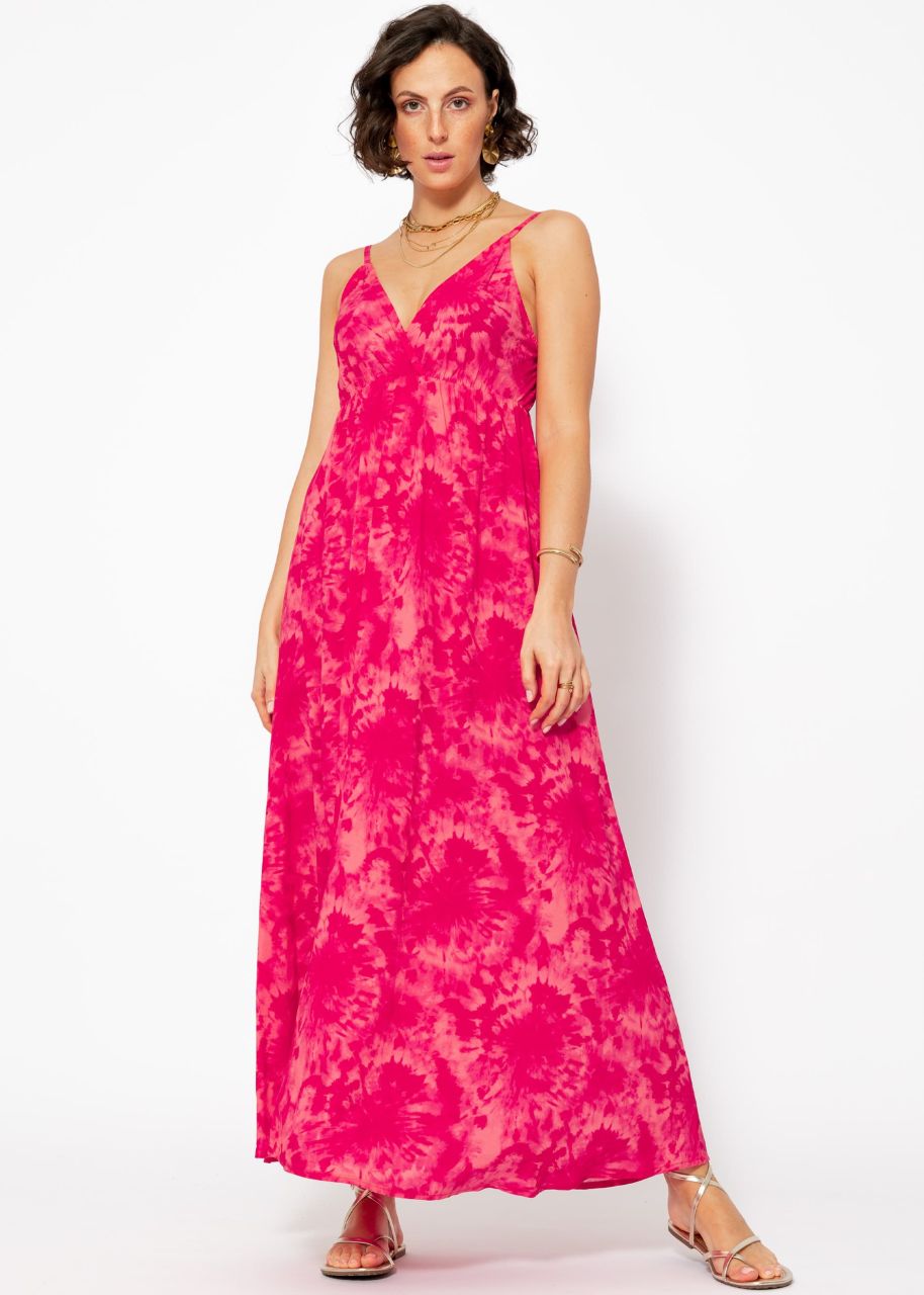 Maxi dress with batik print - pink