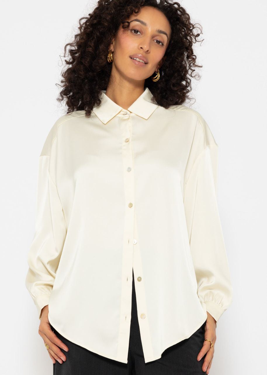 Oversize satin blouse - cream white