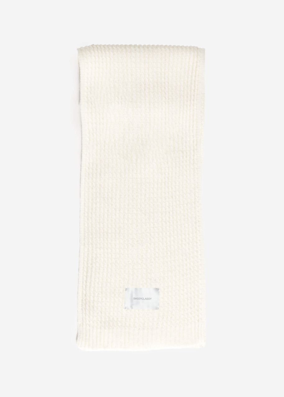 Ribbed knitted scarf - offwhite