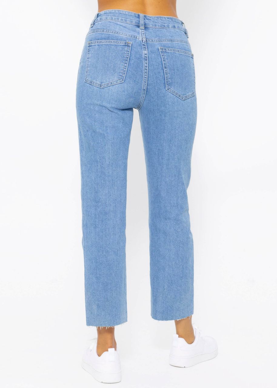 Ankle-length straight leg jeans - blue
