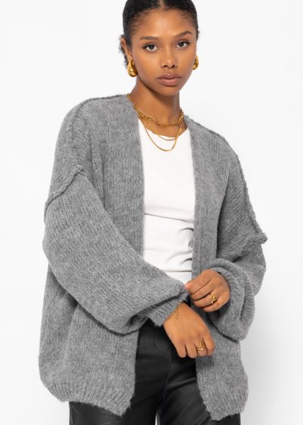 Casual cardigan with outer seams - dark grey